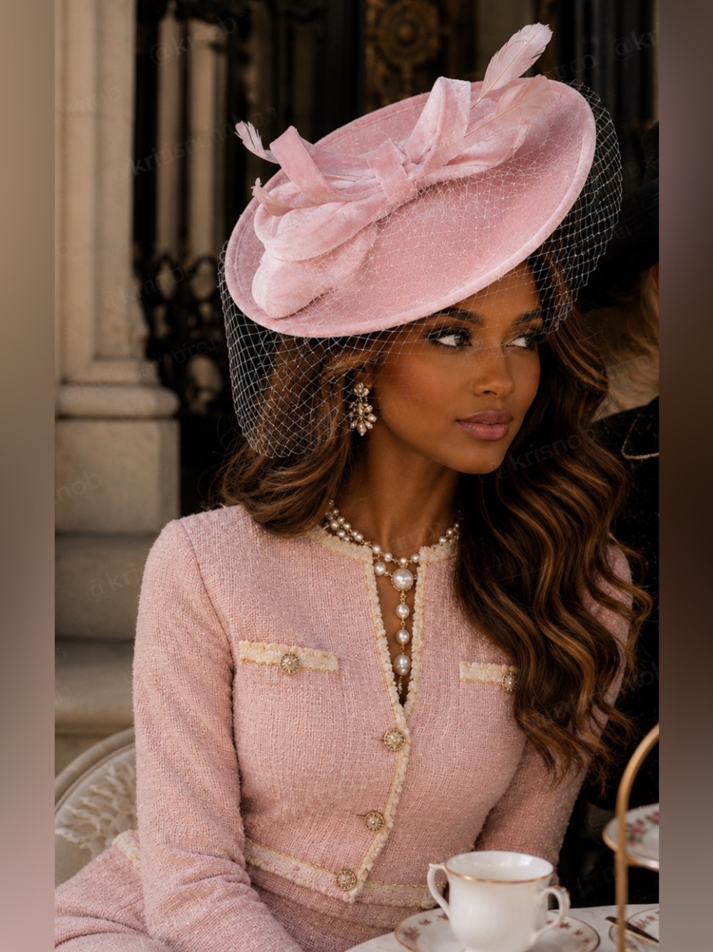 Velvet Birdcage Veil Fascinator | Classic Cocktail Hat for Church, Derby, Tea